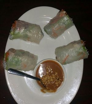 Vegetable Spring Rolls with Tofu and Peanut Sauce at Thai Cottage in Webster