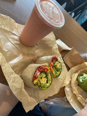 Veggie hummus wrap and vegan smoothie  at Lolo Kai Smoothies & Wraps in Galveston