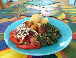 Fresh and delicious combination plate. at  Soo Soom Ba Vegetarian  in Hope Bay