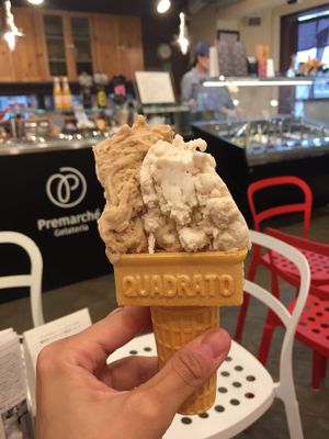 rice milk with caramel and olive oil flavors  at Premarché Gelateria in Kyoto