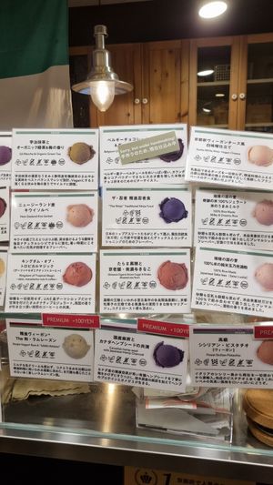 Vegan choice of flavours at Premarché Gelateria in Kyoto