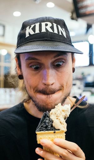 Happy him Ninja & caramel rice mylk at Premarché Gelateria in Kyoto