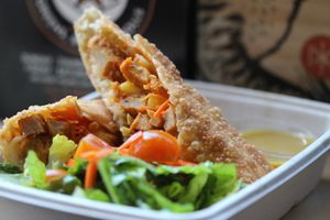 Disco Stick -vegan
Mock chicken, carrots, pineapple kimchi and napa cabbage. Comes in two sizes, giant or small. Served w/spicy k-town sauce for dipping at Pow Pow - H St NE in Washington