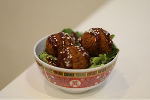 Taiwanese fried vegan mozzarella croquettes. at Pow Pow - H St NE in Washington