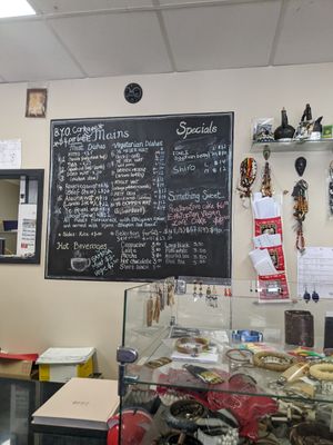 The menu- all vegetarian options are vegan too at Café Merkama in Ballarat