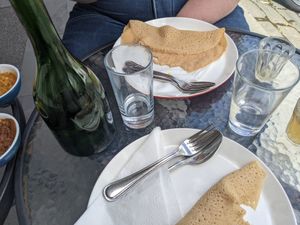 Injera bread served with the meal at Café Merkama in Ballarat