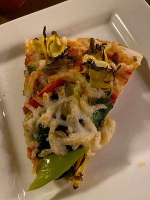 Slice of the Veggie Mediterranean made Vegan at Loggers Tap House in Roseburg