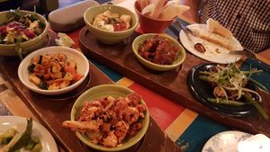 Tapas dishes (some contain meat in this image) at Zapato Lounge in Northampton