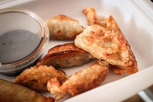 fried wonton dumplings at Amitabha in Prague