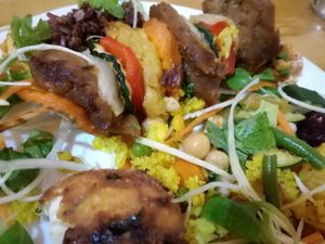 Skewer vegan food.
The buffet is full of amazing food! at Amitabha in Prague