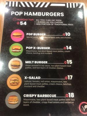 English menu burgers  at Pop Vegan Food in Sao Paulo