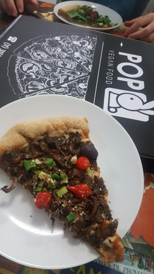 Mushrooms pizza at Pop Vegan Food in Sao Paulo
