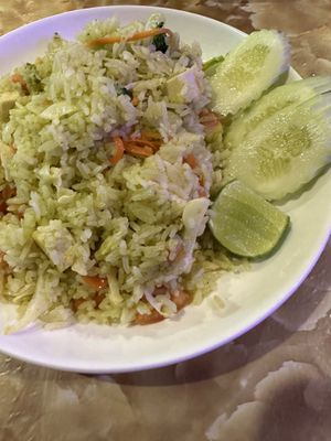Green curry fried rice  at Dow Vegan Restaurant in Koh Phi Phi