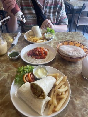 Wraps and hummus with pita  at Dow Vegan Restaurant in Koh Phi Phi