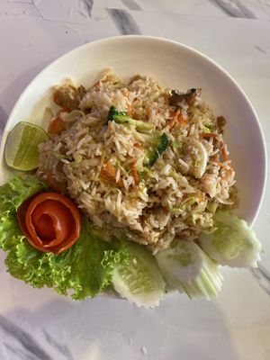 Fried rice and “fish”   at Dow Vegan Restaurant in Koh Phi Phi