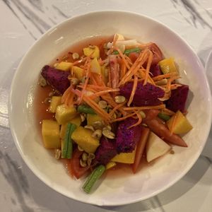 Spicy Thai fruit salad. Sweet and savory  at Dow Vegan Restaurant in Koh Phi Phi
