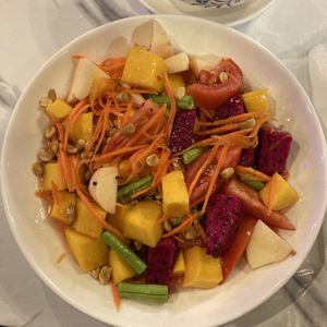 Spicy Thai fruit salad. Sweet and savory. Huge  at Dow Vegan Restaurant in Koh Phi Phi