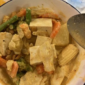 Tofu in massaman curry  at Dow Vegan Restaurant in Koh Phi Phi