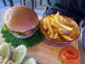 Tofu burger   at Dow Vegan Restaurant in Koh Phi Phi