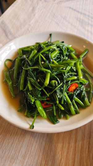 Stir fried morning glory at Dow Vegan Restaurant in Koh Phi Phi