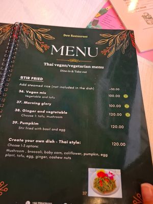 Menu at Dow Vegan Restaurant in Koh Phi Phi