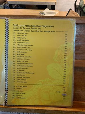 Fake meat options on phi phi  at Dow Vegan Restaurant in Koh Phi Phi