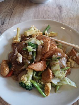 Pad see ew with "chicken". at Dow Vegan Restaurant in Koh Phi Phi