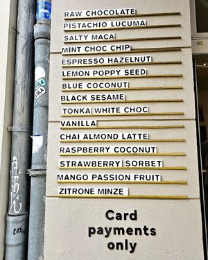 Menu (there were more flavors inside) at Tribeca Ice Cream in Berlin
