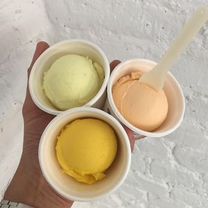 Pure Mango, Lime Sorbet, Watermelon at Tribeca Ice Cream in Berlin