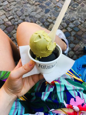 Black sesame and pistachio  at Tribeca Ice Cream in Berlin
