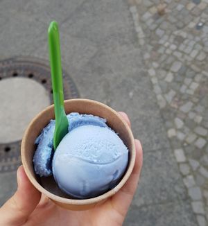 Blue coconut ice cream at Tribeca Ice Cream in Berlin