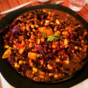 Vegan chilli was very tasty and filling at Mundano Baleal in Ferrel