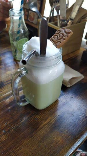 matcha latte with almond milk at Rosmarie in Aalen