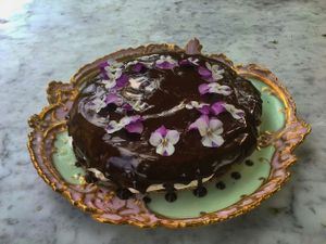 chocolate hazelnut cake at Osteria Namaste in Poggio