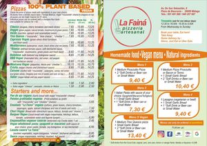 Vegan Menu 💚 at Pizzeria La Faina in Malaga