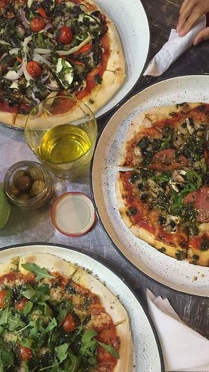 Delicious vegan pizzas  at Pizzeria La Faina in Malaga