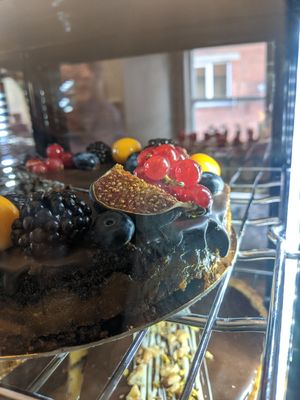 Chocolate cake, gluten free at Cafe 7 Bar in Cesis