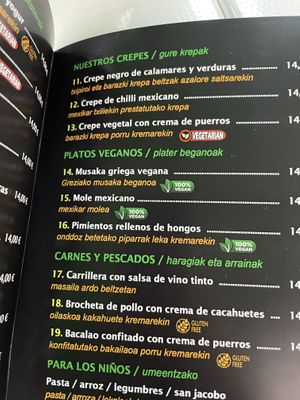 Menú  at El Pastor del Gorbea in Berriz