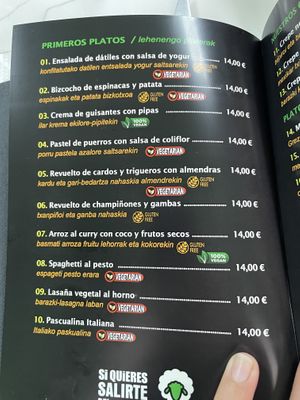 Menú  at El Pastor del Gorbea in Berriz
