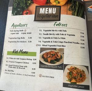 Vegetarian menu  at The Spot - Pho Vietnamese Cuisine in Largo