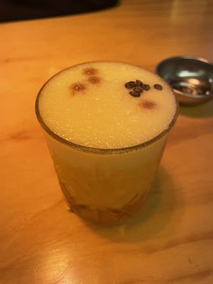 Pisco sour  at Chia Vegan Restaurant in Cusco