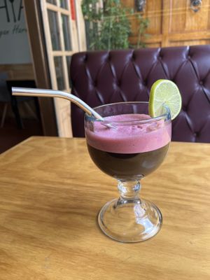 Chicha morada  at Chia Vegan Restaurant in Cusco