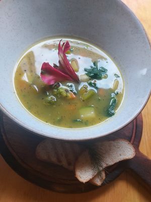 The soup at Chia Vegan Restaurant in Cusco