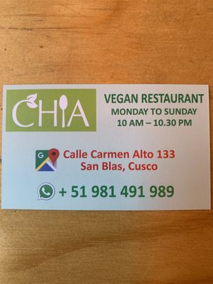 Middle of the block  at Chia Vegan Restaurant in Cusco