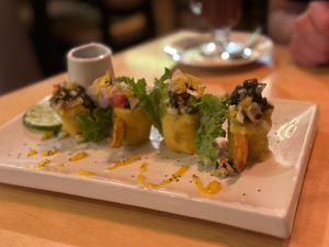 Ceviche Mini Causa at Chia Vegan Restaurant in Cusco