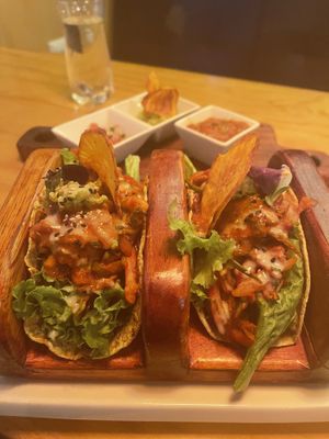 Vegan mixes tacos   at Chia Vegan Restaurant in Cusco