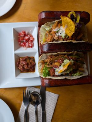 Vegan tacos - so good! at Chia Vegan Restaurant in Cusco