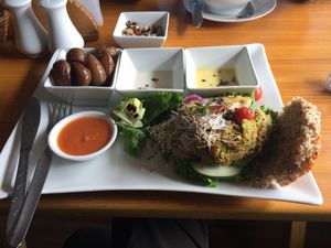 Quinoa burger  at Chia Vegan Restaurant in Cusco