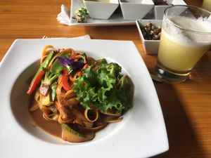Fettuccine curry  at Chia Vegan Restaurant in Cusco
