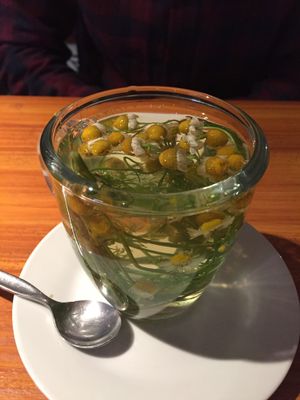 Real chamomile tea at Chia Vegan Restaurant in Cusco